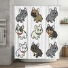 Adorable Cartoon Dog Shower Curtain Set Multicolored French Bulldogs Decor Bathroom Fabric Water Resistant Shrinkproof Shower Cu