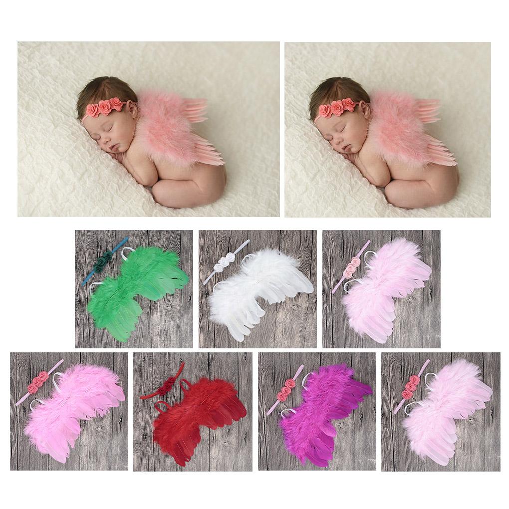 2 Stück Niedlicher Neugeborener Engel mit Baby Mädchen Rose Blume Stirnband