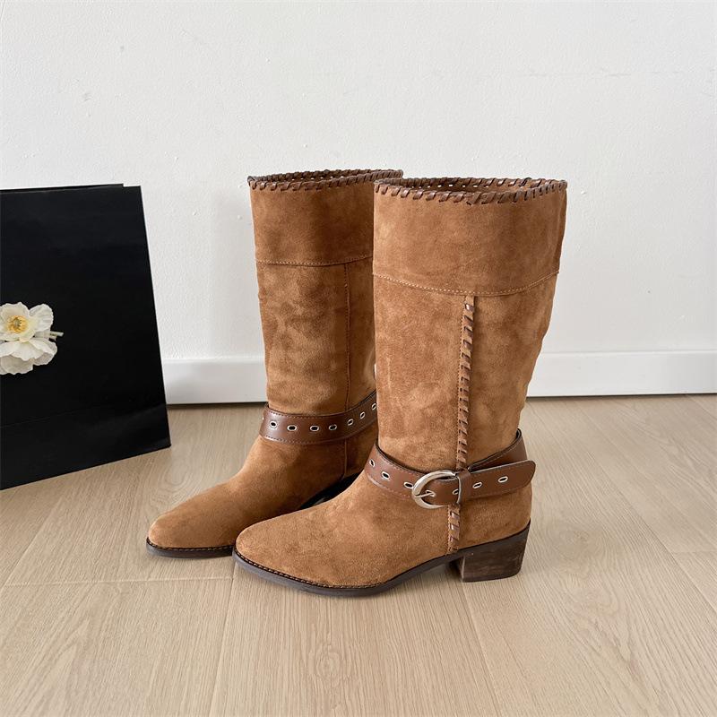 

Maillard fashion retro style thick heel platform boots women s 2025 new spring and autumn season height increase and thin knight boots 40 жёлтый