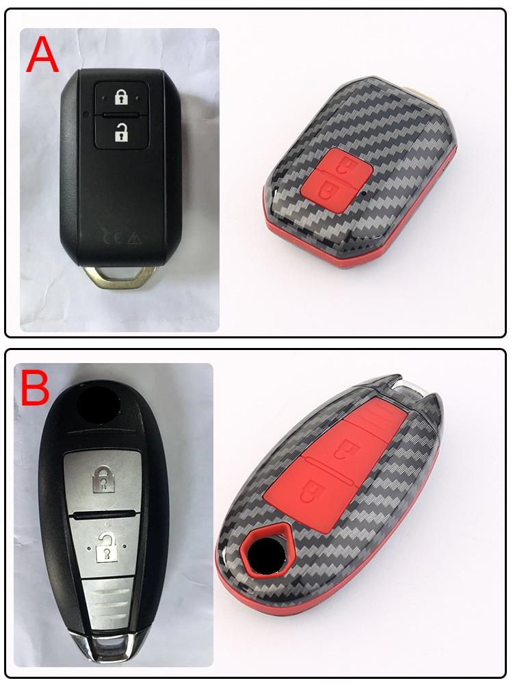 Carbon Fiber Silicone Car Key Case Key Cover For Suzuki Vitara Swift Ignis Kizashi Sx4 Baleno Ertiga