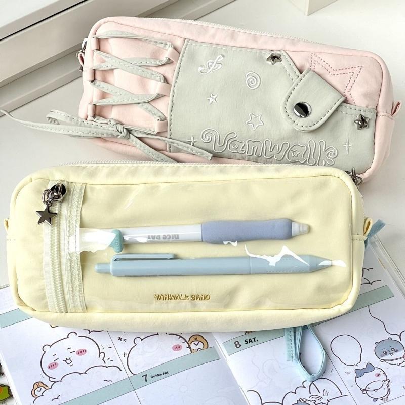 Ins Cute Pen Bag Large-Capacity Multi-Layer Student Pencil Box Stationery Pouch Organizer School Stationery Supplies Pencil Case