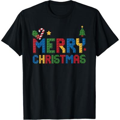 Merry Christmas Master Builder Kids Building Blocks Bricks T-Shirt