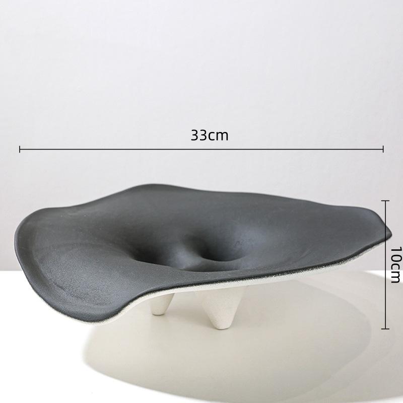 

Ceramic Vase Black and White Ceramic Flower Pot Flower Vase Irregularly Wrinkled Tray Open-mouthed Flowerpot Home Decoration