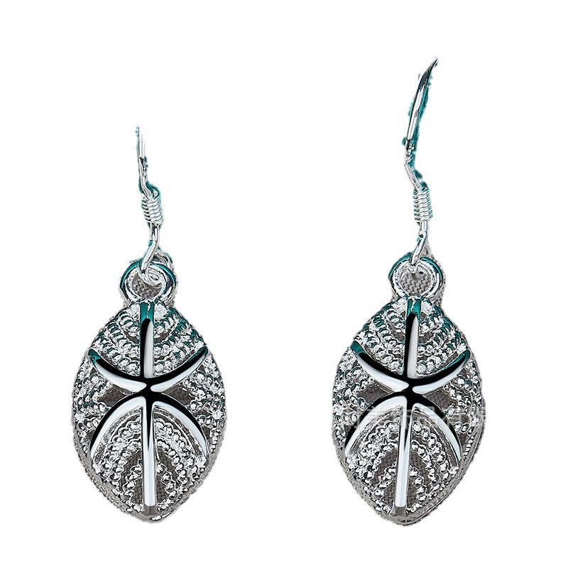 Silver Leaf Tree Hollow Earrings for Women