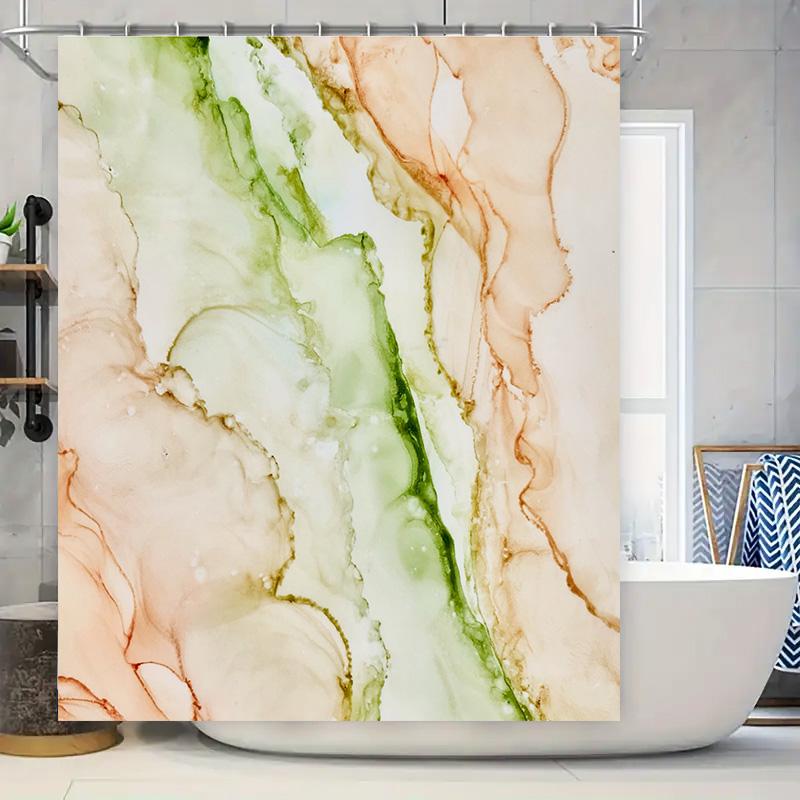 

Luxury Marble Shower Curtain Green Beige Abstract Print Water-Resistant Fabric For Bathroom Decorations Size: 69X70 Inches (L X W60H190(CM)-1 Pcs