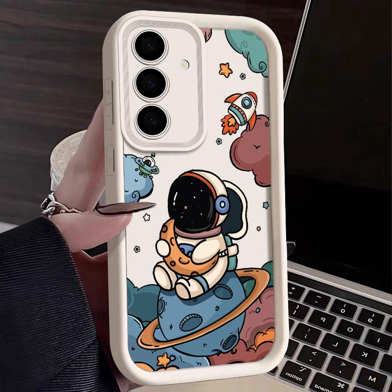 Spaceman Phone Case For Samsung S26 S25 S24 S23 S21 S20 Ultra Cute Astronaut Planet Funda For Galaxy S25 S24 FE S26 Plus Cover
