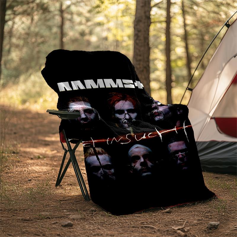 1pc Rammstein3 Theme Blanket - Digital Print, Polyester, Cozy for All Seasons, Perfect for Outdoor, Camping, and Travel
