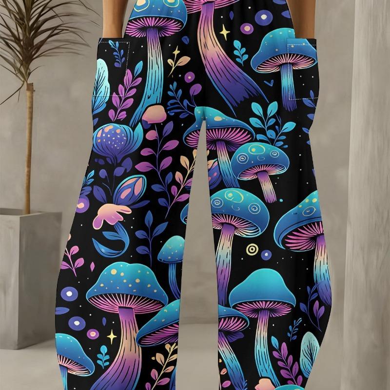 Women's Standard Size Fashion Trendy 3D Printing Oom Print Wide-Leg Pants,Comfortable and Suitable for All Seasons