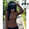 High Elastic Shaping Fitness Jacket Women's Stand-up Collar Zipper Short Yoga Long Sleeves Thumb Cuffs Thin Indoor Yoga Summer