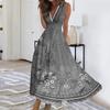 Women's Summer Fashion Retro Floral Print V-Neck Sleeveless Waistless Casual Dresses