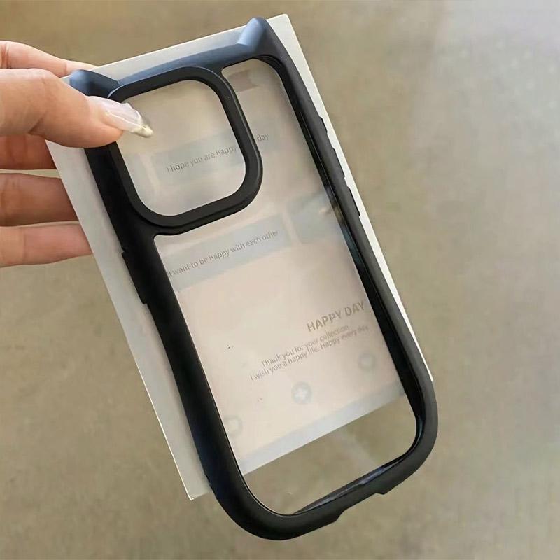 

Корейский прозрачный чехол с 3d кошачьими ушками для Iphone 15 14 13 12 Pro Max Kawaii, милый забавный противоударный чехол ярких цветов на заднюю панель телефона IPHONE15 чёрный