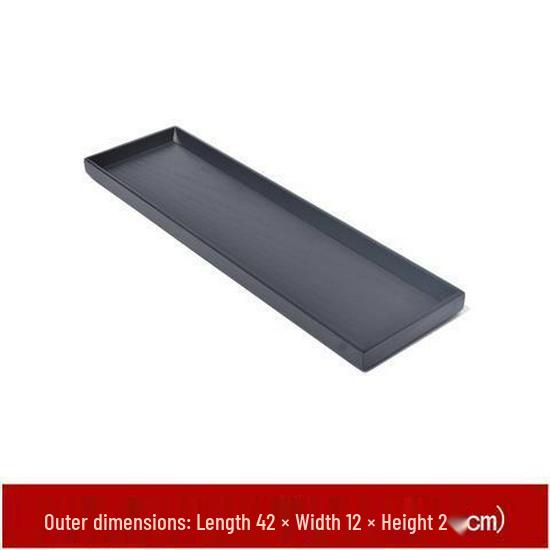 Rectangular Japanese Black Wooden Serving Tray - Solid Wood Plate for Dinner, Tea, or Water Cups. Perfect for Retro Restaurant Decor.