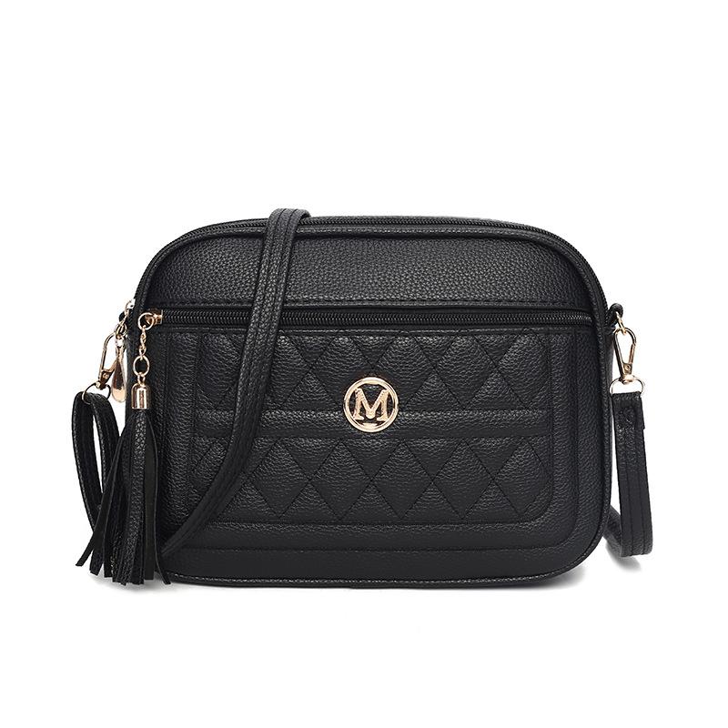 

Women s soft leather rhombus multi-layer diagonal straddle bag single shoulder high-end sense versatile large-capacity fringed messenger bag