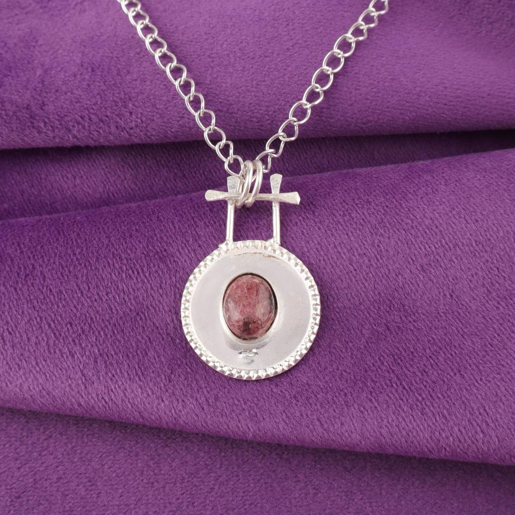 Oval Black Rhodonite Gemstone 925 Sterling Silver Engagement Gift Unique Pendant PP-57-28