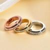 Stainless Steel Rotatable Anxiety Ring with CZ Gemstone Ring for Women Men Unisex Stress Relief Statement Rings Jewelry Gifts