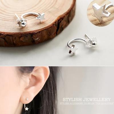 Women's Silver Needle Earrings Daily W111