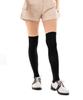 HUSTONY Korean Golf Faux for Spring and Autumn Above the UV-Cut Socks, Two-Tone Leggings, Knee-High (Beige/Black, Knee)
