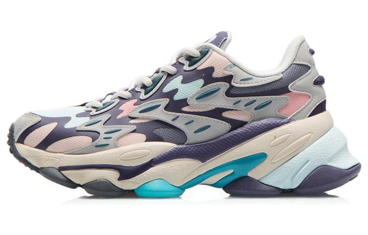 Li Ning CF Tracing Cushioning Rebound Low top Casual Shoes Women's Portuguese Gray Purple AGLR166-3