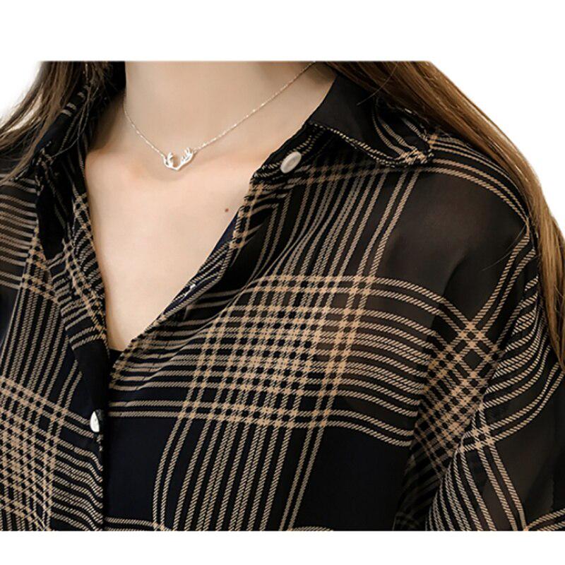 Autumn Chic Plaid Shirts Women Batwing Sleeve Chiffon Blouses Casual Chemise Femme Tops Plus Size Tartan Blusas Mujer M-4XL