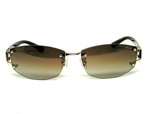Police Sonnenbrille POLICE SPLC60J 0300 59 mit Etui UV-Schutz Randlos Zweipunkt Japan Modell 2021 Modell Oval Titan-Kombinationsrahmen Glänzend
