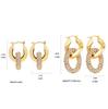 Classic Gold Plated Twisted Huggies Earrings with Full CZ Zirconia Geometric Oval Circle Charms Drop Dangle Earring Punk Jewelry