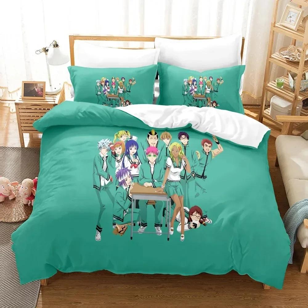 Anime The Disastrous Life Of Saiki K Beding Set Print With Pilowcase Bed Soft Duvet Cover Soft Single Double Quen Super King-Sized Dimensionsd
