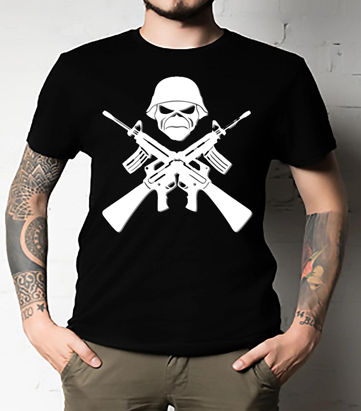 Men s and Women s T-shirts White Skulls Army Graphic S