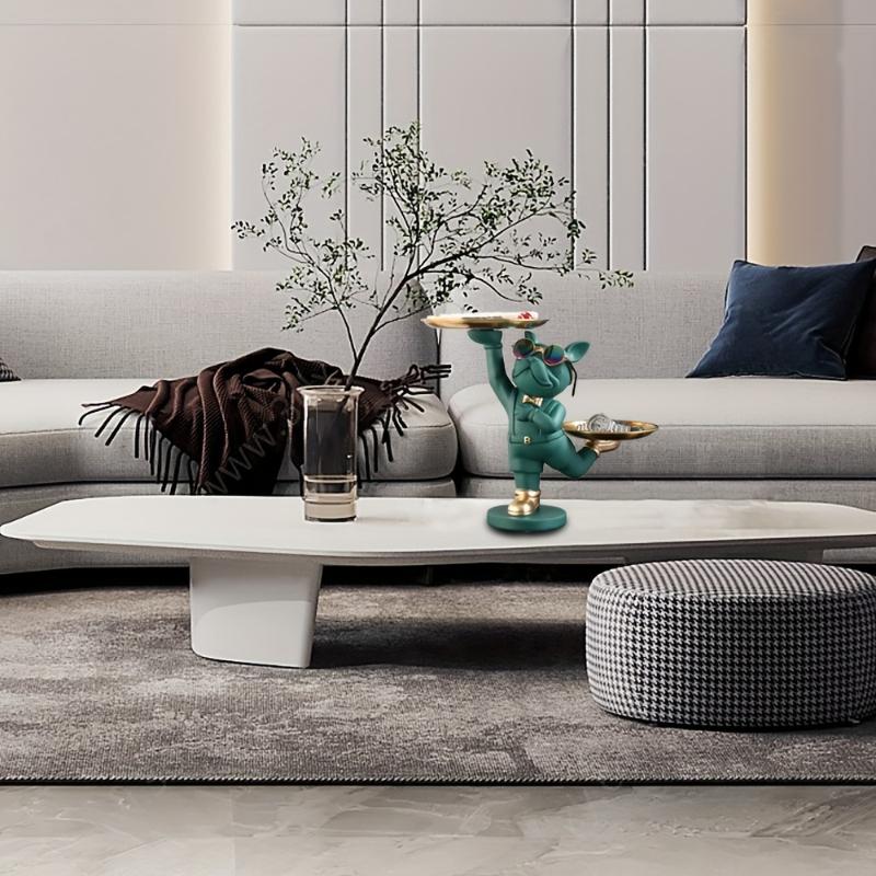 Pryskyřičná socha psa do pokoje,Socha Butlera se 2 zásobníky na uskladnění,Domácí dekorace figurky francouzského buldoka,Ozdoby na stůl