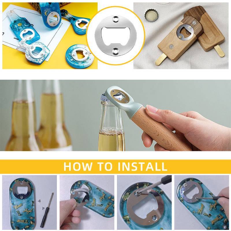 Classic Bottle Opener Set With Steel Tabs And Screwdriver For Home Bar Use