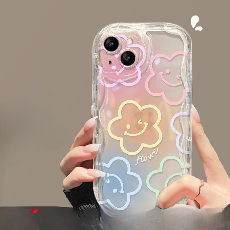 

Подходит для Apple 16 Чехол для мобильного телефона для женщин Iphone15promax Прозрачный 12 смайликов Подставка для цветов 11/14/13 Apple 6 plus