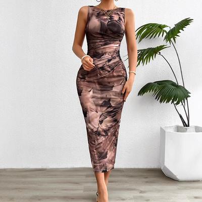 Rochie fără mâneci cu temperament de primăvară și vară, croială slim