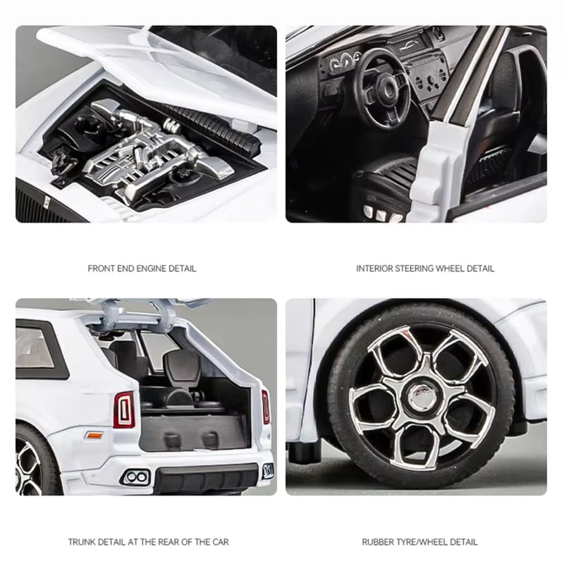 1:36 Cullinan Alloy Car Model Die-cast Toy with Sound and Light Vehicle Ornaments Toy Sound and Light Pull Back Children's Gift Trendy Accessories