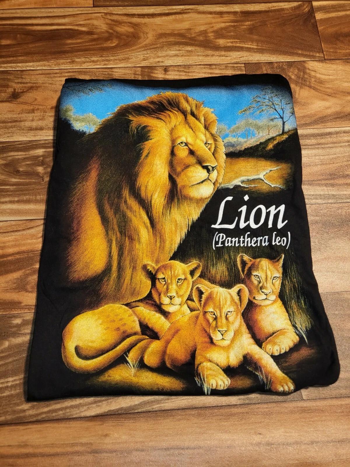 

NEW Vintage Nature Lions Panthera Leo Animal American Thunder Black Shirt Small S
