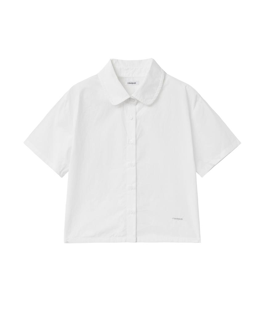 Lougeu Slim Crop Half Shirt_White