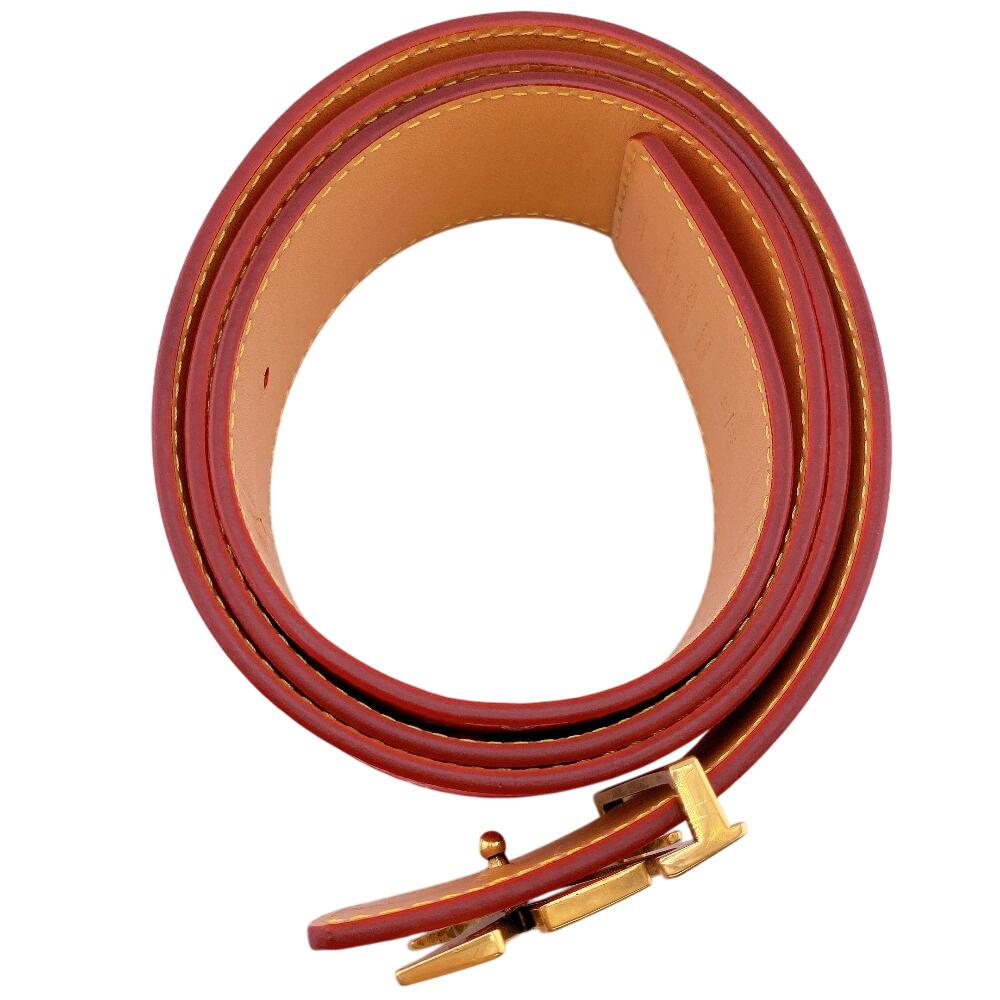 Louis Vuitton M8457 LV Initial Reversible 95/38 40mm Monogram Leather Saintur Belt Red Leather Mens Used