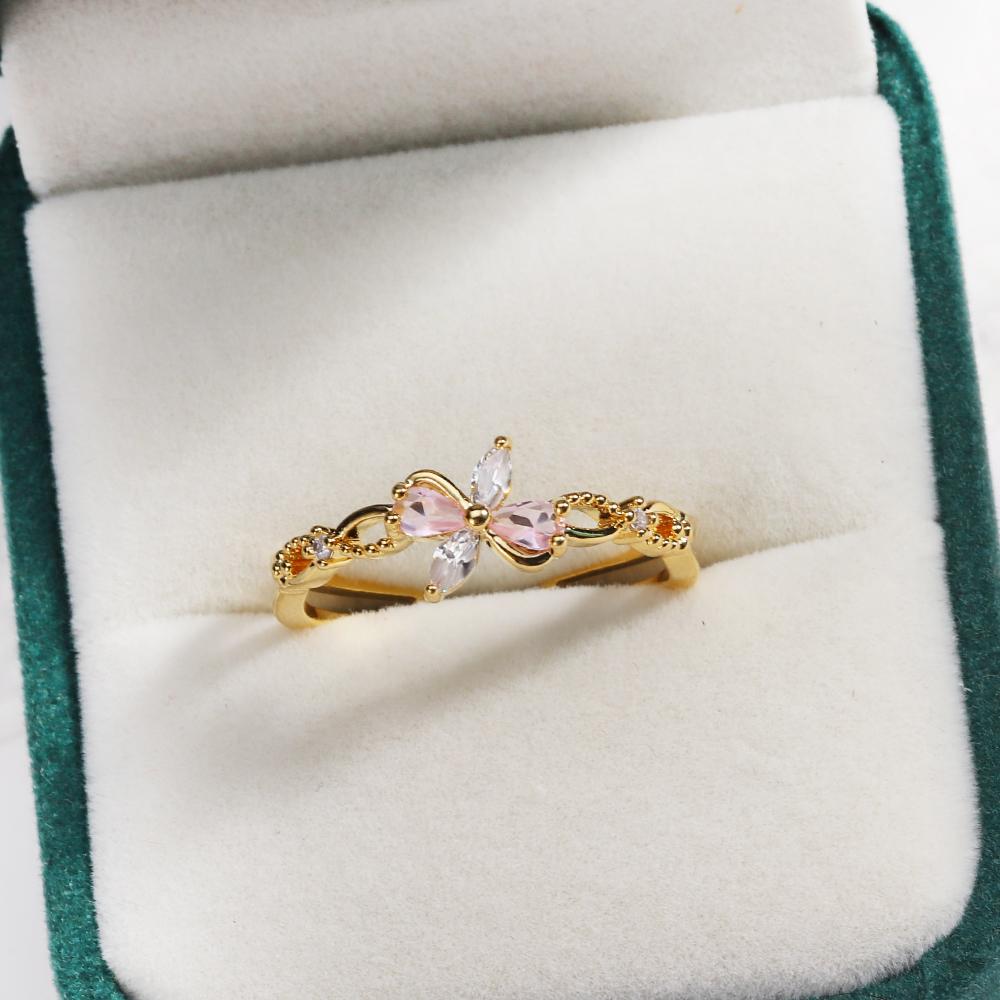 New Cute Colorful Zircon Flower Ring For Women Girl Fashion Vintage Zircon Adjustable Rings Jewelry Gift