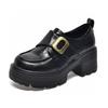 Platform shoes women's autumn and winter square buckle waterproof table muffin and one-pedal single shoes four-season shoes