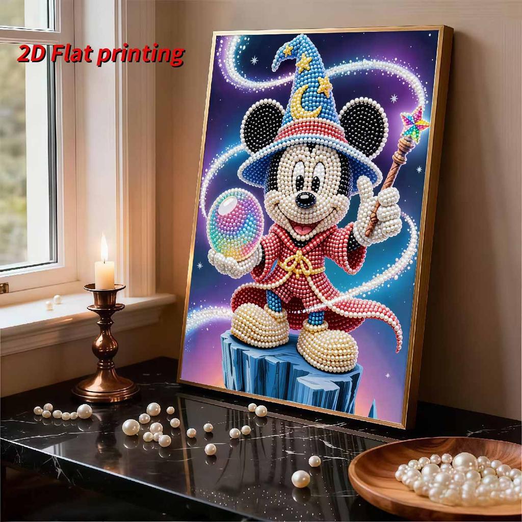 Disney Pearl Painting Wizard Mickey Creative Art 5D Pearl Embroidery Cross Stitch Kit Handmade DIY Home and Room Decor Gift