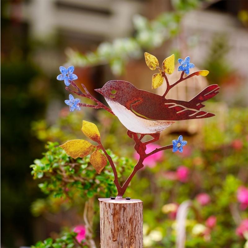 Vogelstatue Gartendekorationen Metall-Gartenvogel Hofdekorationen Outdoor-Vogelskulptur Rasen Metall-Gartenschmuck
