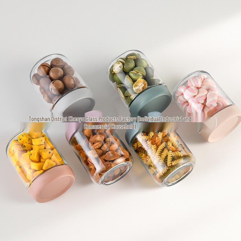 Transparent Glass Storage Jar for Tea, Grains, Snacks, and Nuts.