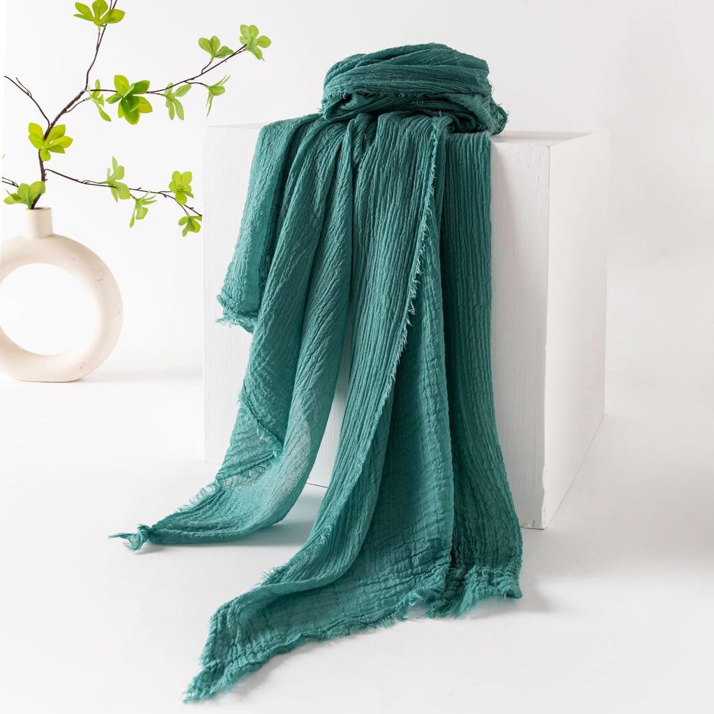 Pure Color Cotton-linen Scarf/cape, High-end Feel, Thin, Long, Versatile, Sun Protection, Casual, Simple Design with Slightly Frayed Edges.