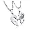 Couple Necklace Lock, a Pair of Heart-shaped Keys, Titanium Steel Necklace Pendant, Fashionable