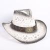 Popular European and American Fashion Hollow Woven Hat Straw Hat Men's and Women's Classic Outdoor Western Denim Straw Hat
