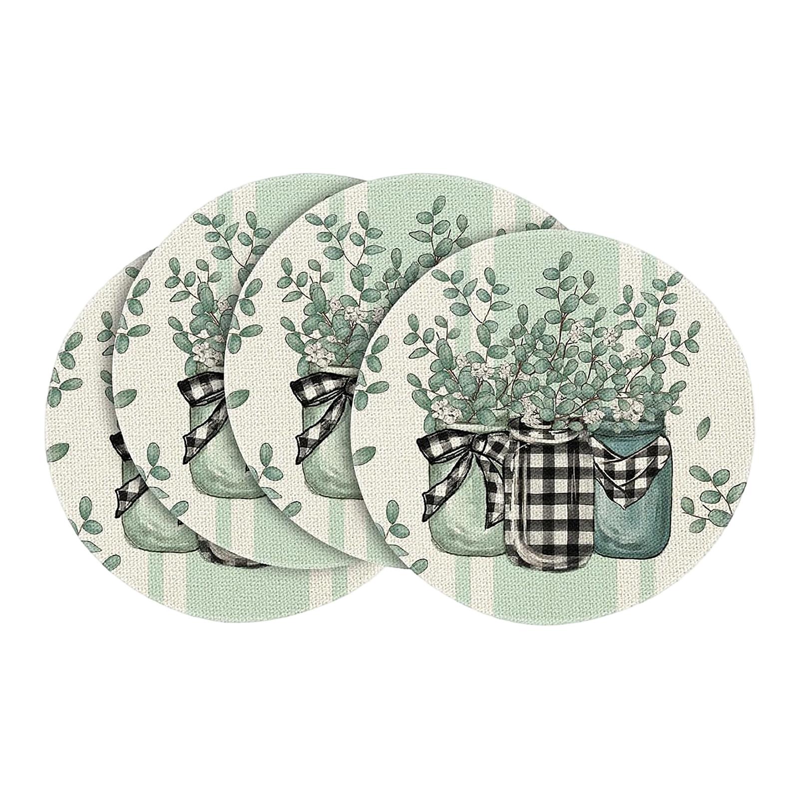 Round Placemat With Easter Flower And Bunny Print One Size