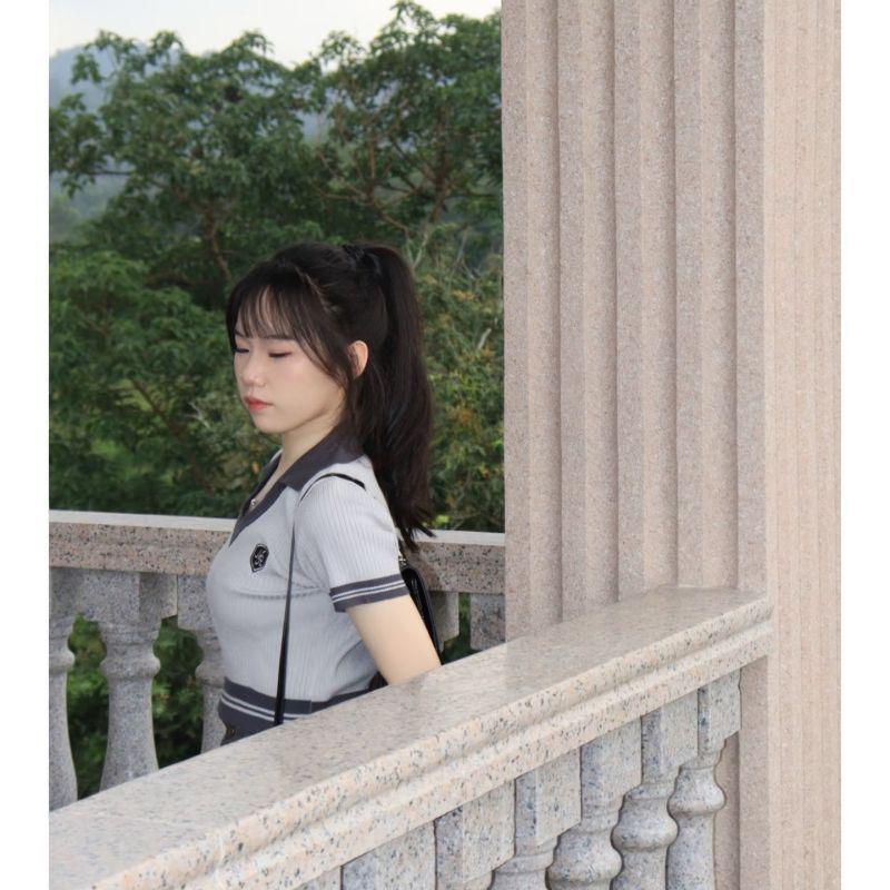 Chic Hong Kong Style Sweet & Spicy V-Neck Polo Knit Top - Women's Summer Short-Sleeve T-Shirt