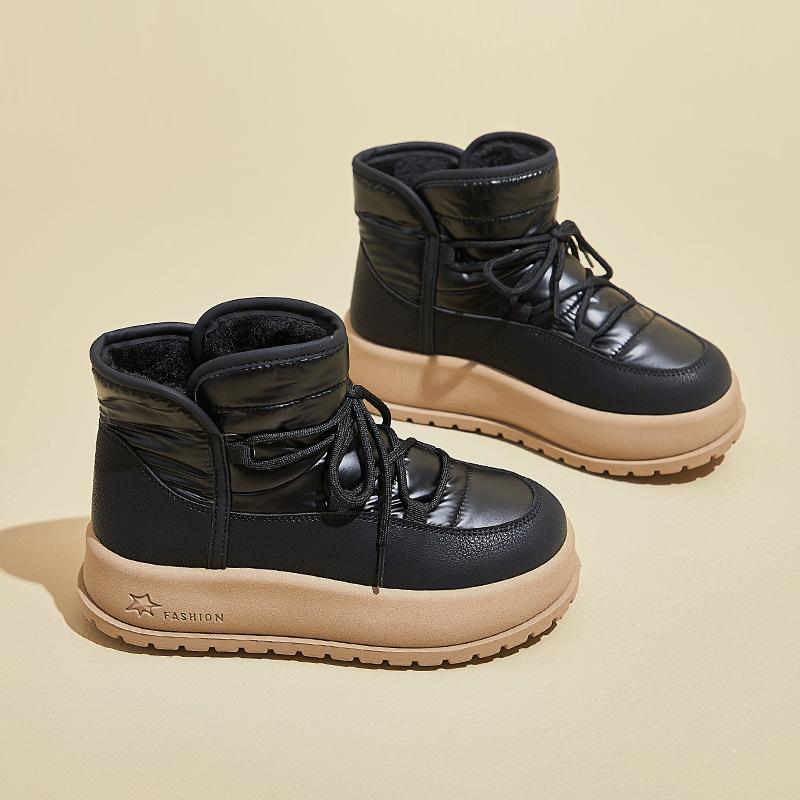 Women's Lace-up Cold Warm Padded Snow Boots Thick Soled High Anti-skid Wear Outdoor Leisure Sports Cotton Boots