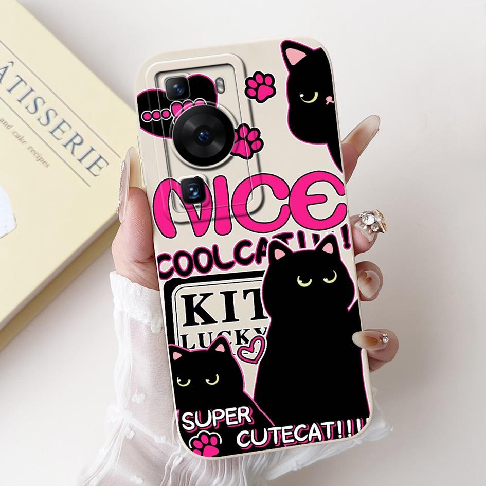 For Huawei P60 Pro Case MNA-LX9 Cover Cute Cartoon Rabbit Panda Soft Liquid Silicone Protective Cover For HuaweiP60 P60 Art Capa