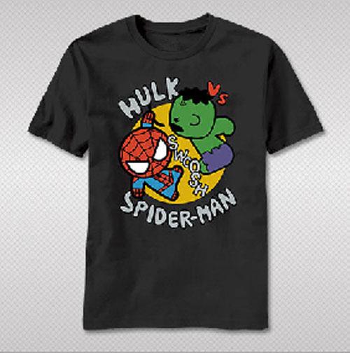 Marvel Kawaii Hulk Vs. Spiderman T-shirt Licensed NEW S разноцветный