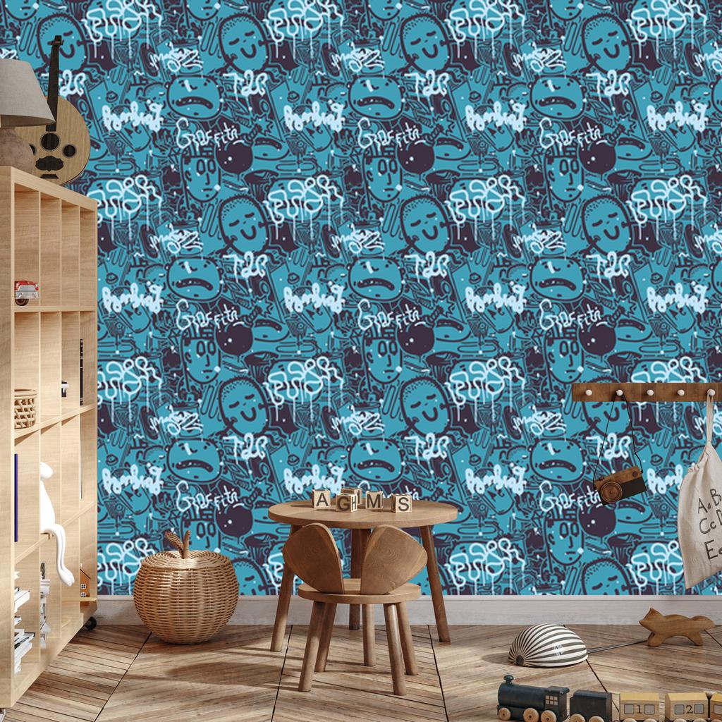 Graffiti Drawings Wallpaper for Living Room and Bedroom 50x1000