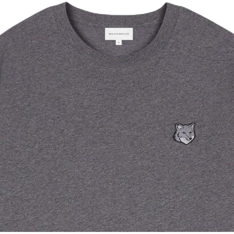 Maison Kitsune SS24 Fox Head Patch Loose Short Sleeve T-Shirt Men Tops Dark-Gray LM00107KJ0119-H170